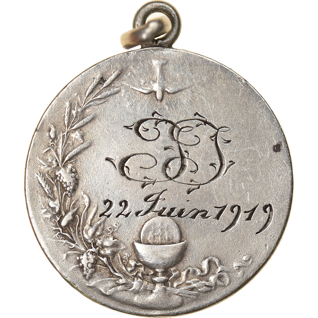 France, Médaille, Souvenir de Communion, Religions & beliefs, 1919, TTB+