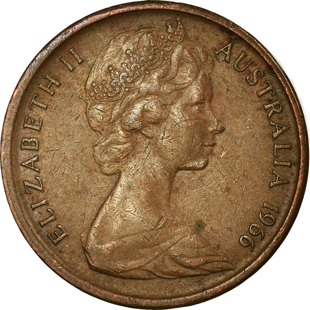 Moneda, Australia, Elizabeth II, Cent, 1966, Melbourne, MBC, Bronce, KM:62