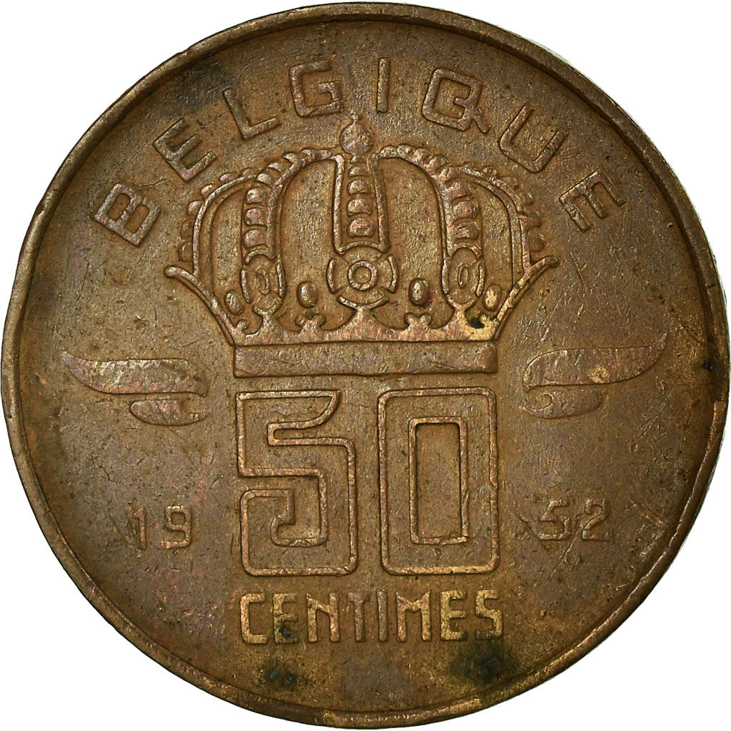 Moeda, Bélgica, 50 Centimes, 1952, VF(30-35), Bronze, KM:144