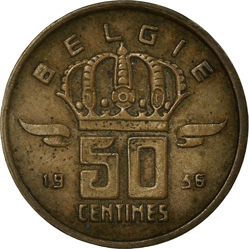Münze, Belgien, Baudouin I, 50 Centimes, 1956, S+, Bronze, KM:149.1