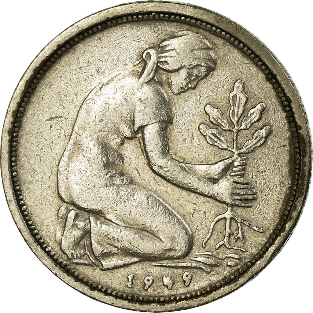 Munten, Federale Duitse Republiek, 50 Pfennig, 1949, Munich, FR+, Copper-nickel