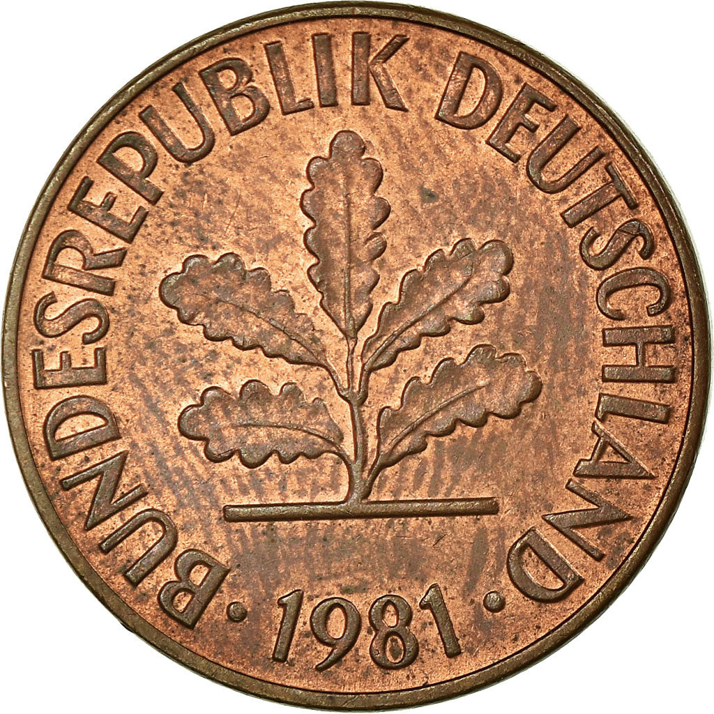 Moeda, ALEMANHA - REPÚBLICA FEDERAL, 2 Pfennig, 1981, Stuttgart, AU(50-53)