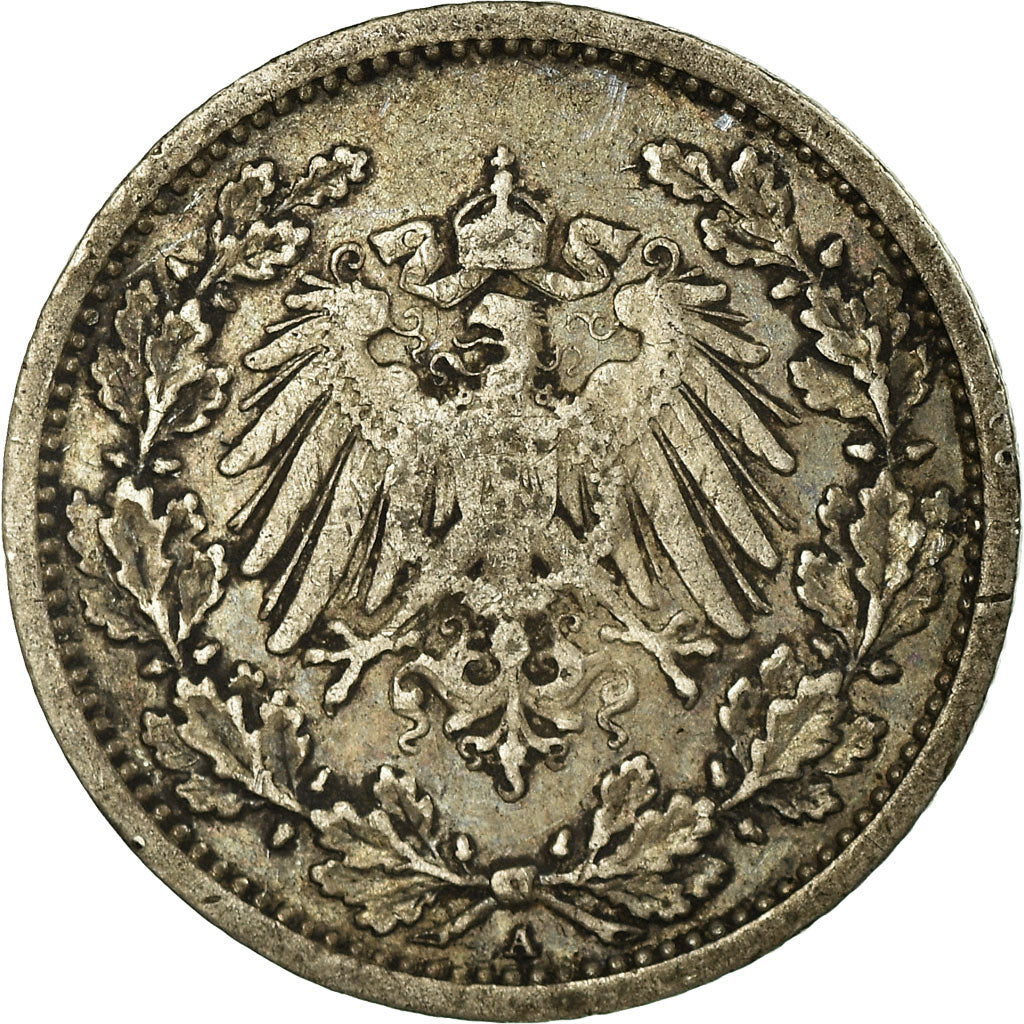Coin, GERMANY - EMPIRE, 1/2 Mark, 1913, Berlin, VF(30-35), Silver, KM:17