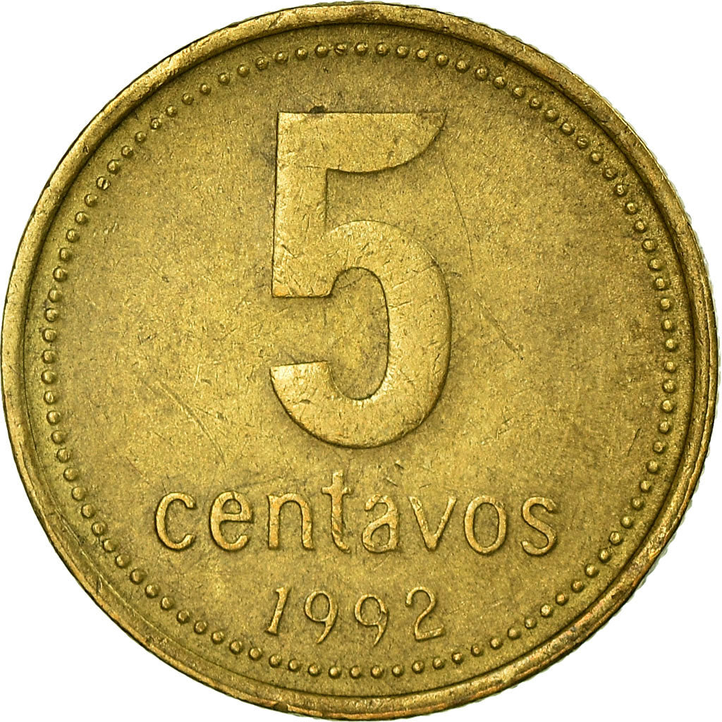 Coin, Argentina, 5 Centavos, 1992, EF(40-45), Aluminum-Bronze, KM:109