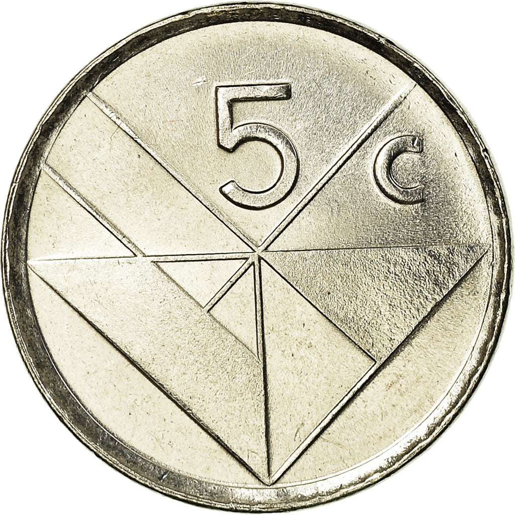 Coin, Aruba, Beatrix, 5 Cents, 2001, Utrecht, EF(40-45), Nickel Bonded Steel
