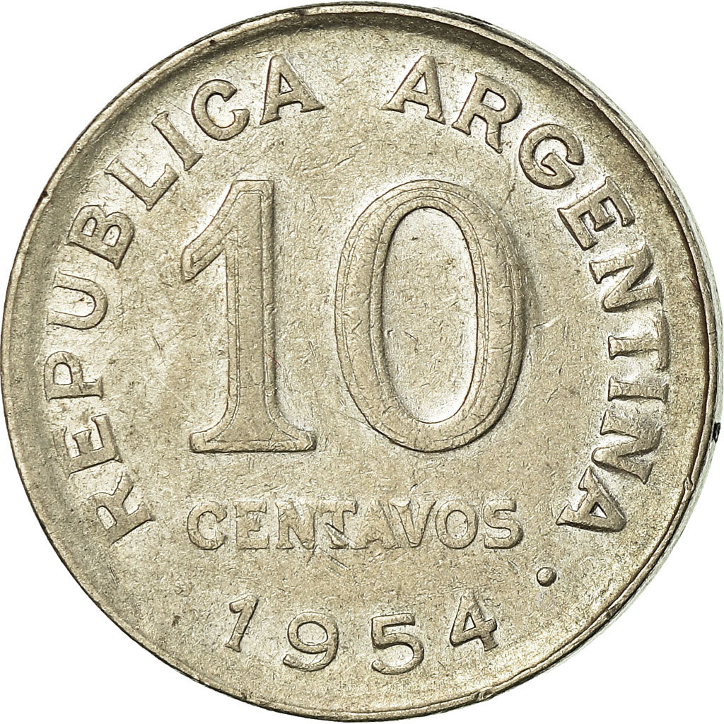 Monnaie, Argentine, 10 Centavos, 1954, TB+, Nickel Clad Steel, KM:51