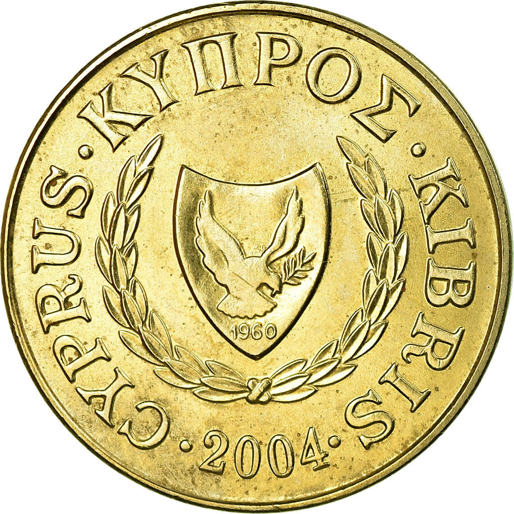 Coin, Cyprus, 5 Cents, 2004, EF(40-45), Nickel-brass, KM:55.3