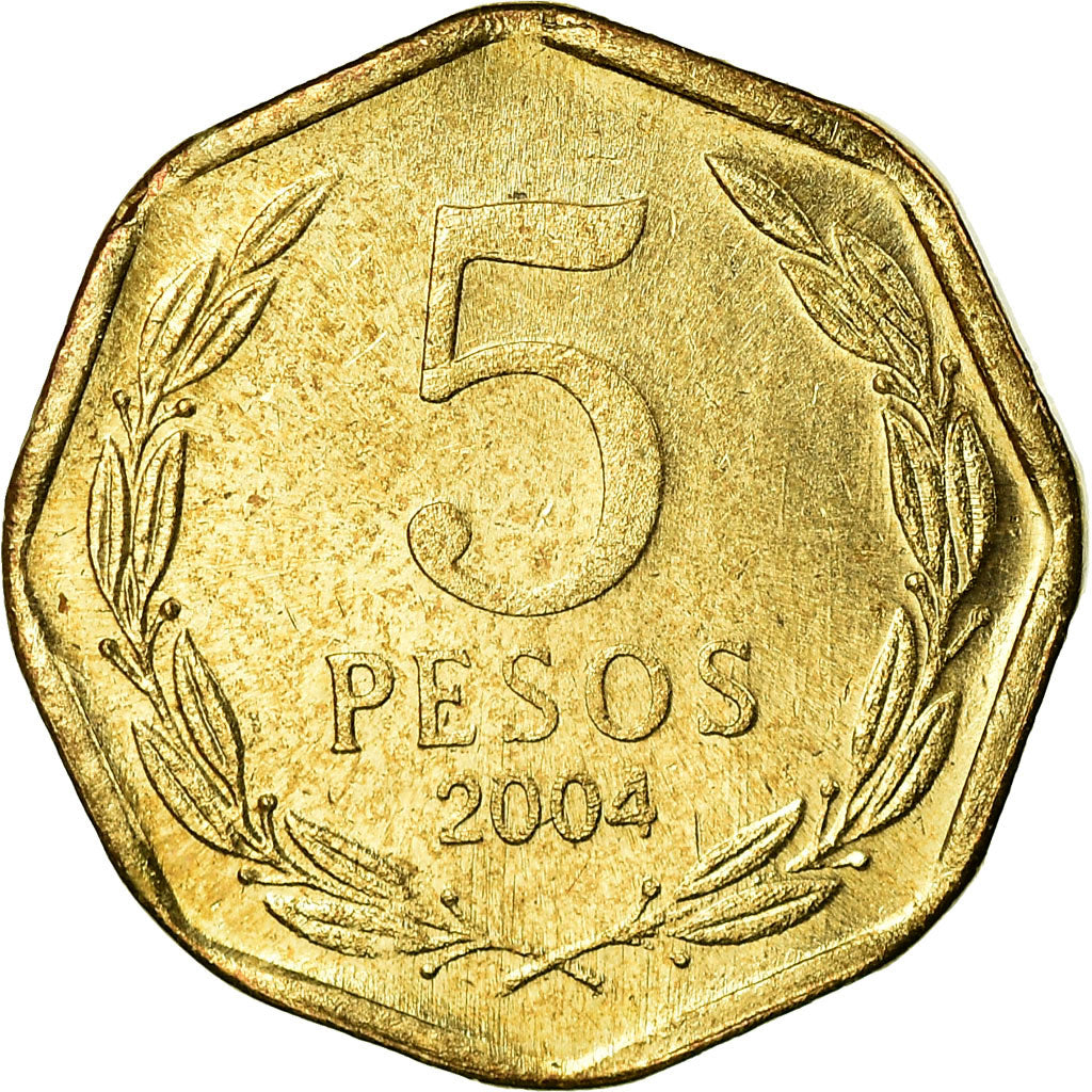 Coin, Chile, 5 Pesos, 2004, Santiago, EF(40-45), Aluminum-Bronze, KM:232