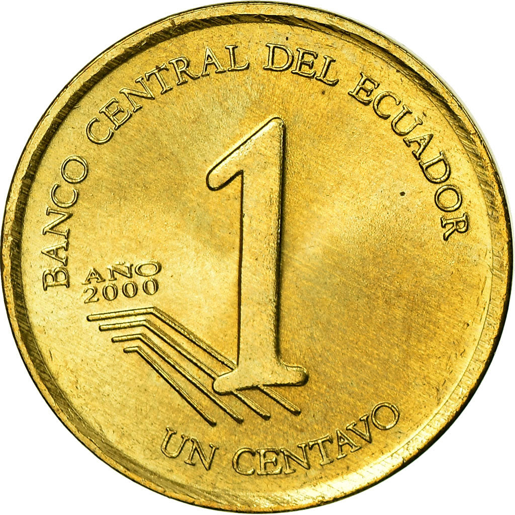 Coin, Ecuador, Centavo, Un, 2000, EF(40-45), Brass, KM:104