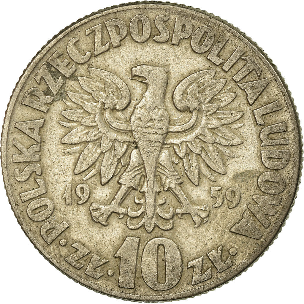 Coin, Poland, 10 Zlotych, 1959, Warsaw, VF(30-35), Copper-nickel, KM:51