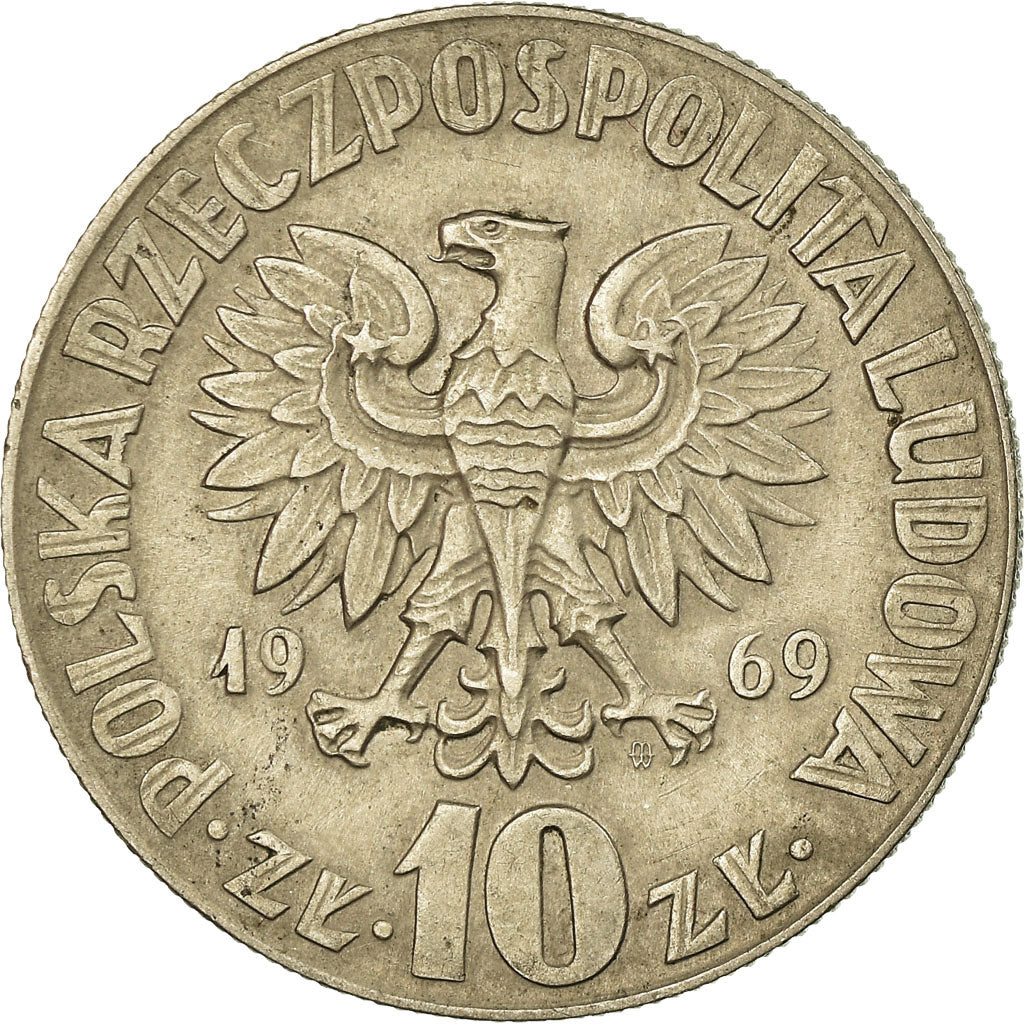 Coin, Poland, 10 Zlotych, 1969, Warsaw, VF(30-35), Copper-nickel, KM:51a