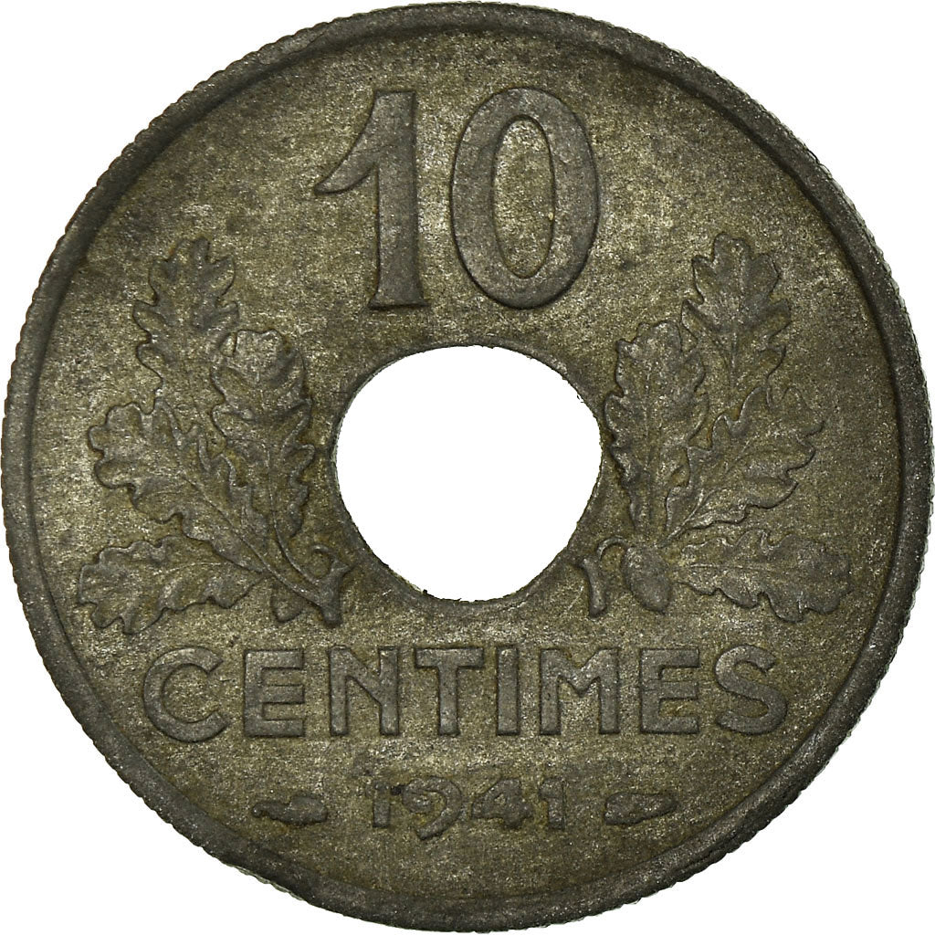 Moneta, Francia, État français, 10 Centimes, 1941, Paris, MB+, Zinco