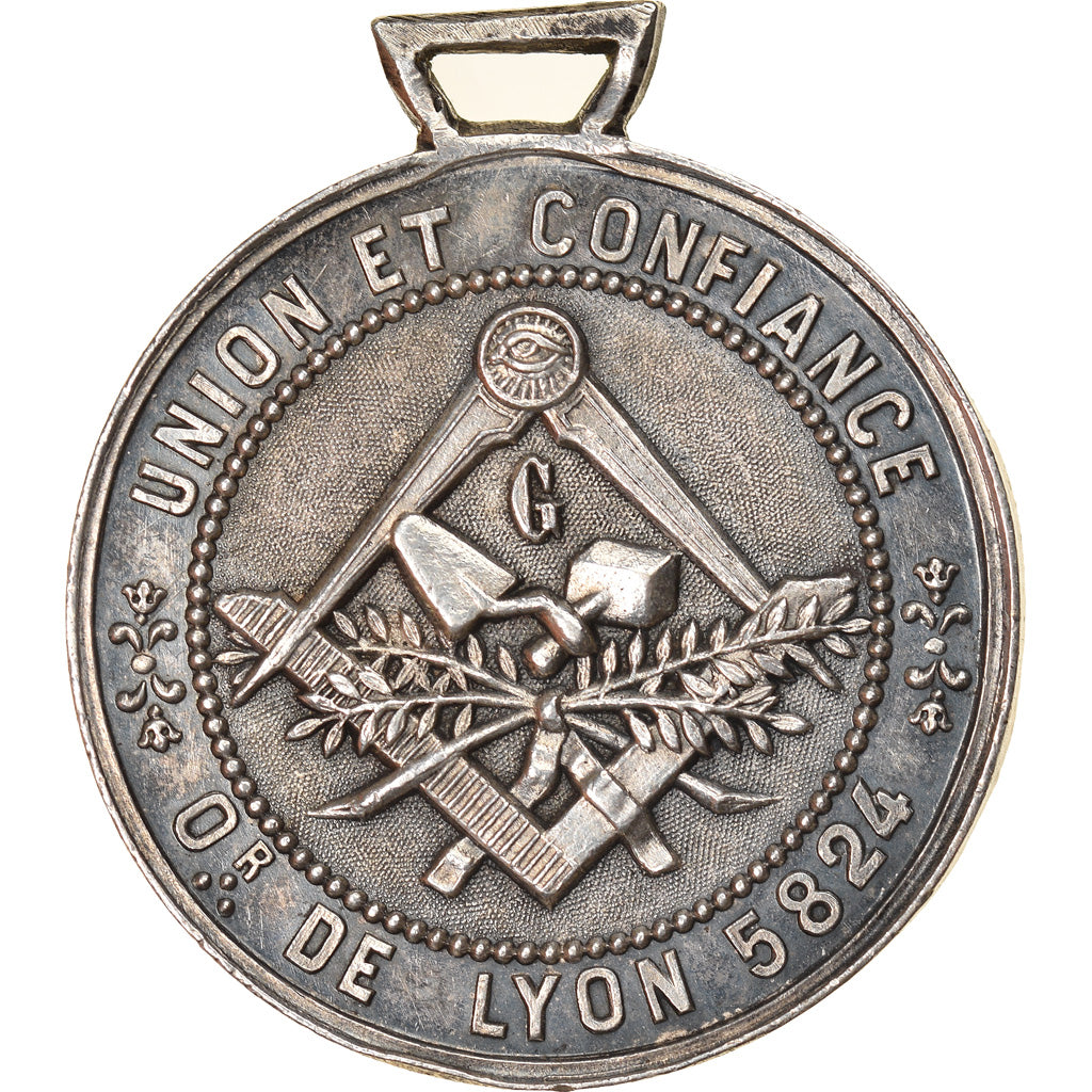 France, Médaille, Masonic, Union et Confiance, Orient de Lyon, 1825, SUP