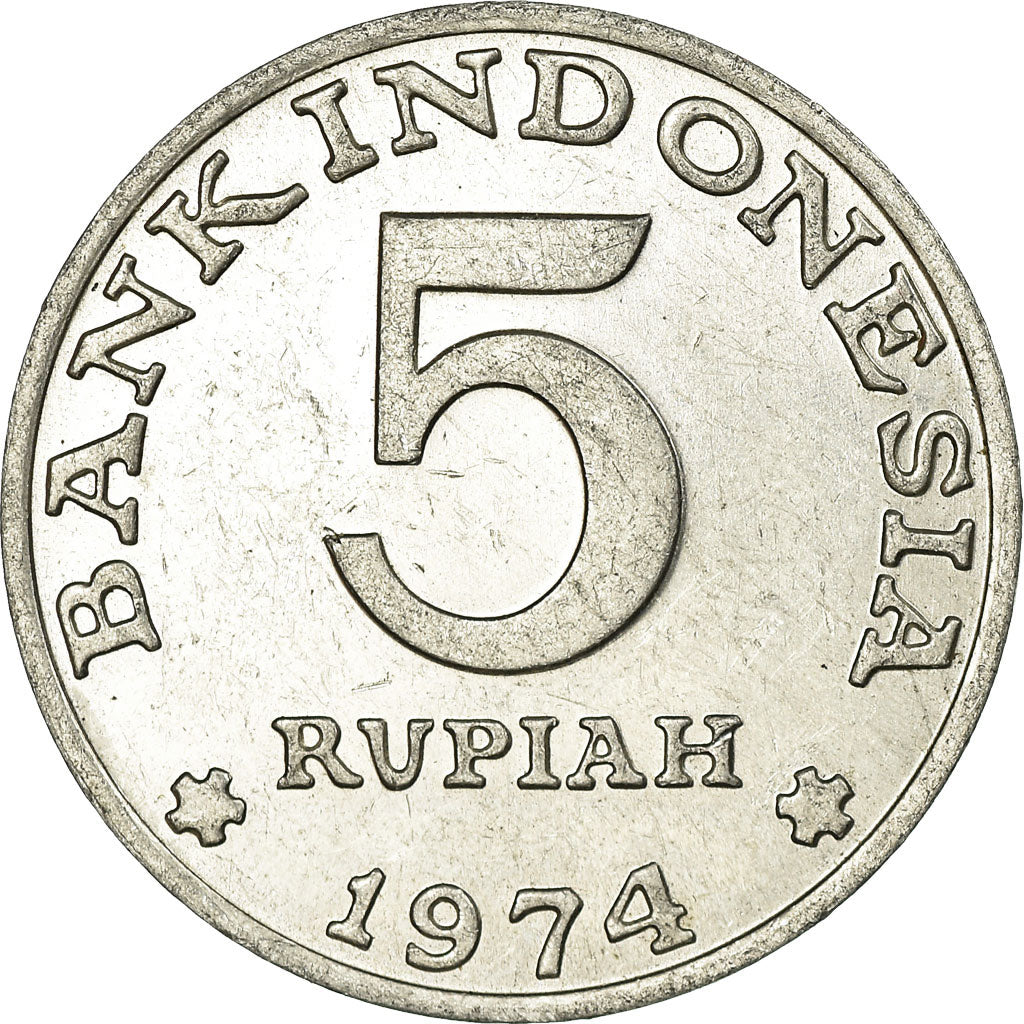 Munten, Indonesië, 5 Rupiah, 1974, ZF, Aluminium, KM:37
