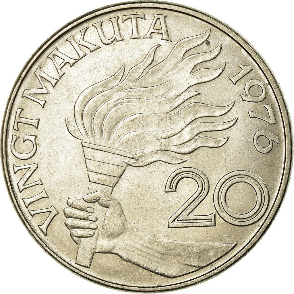 Coin, Zaire, 20 Makuta, 1976, EF(40-45), Copper-nickel, KM:8