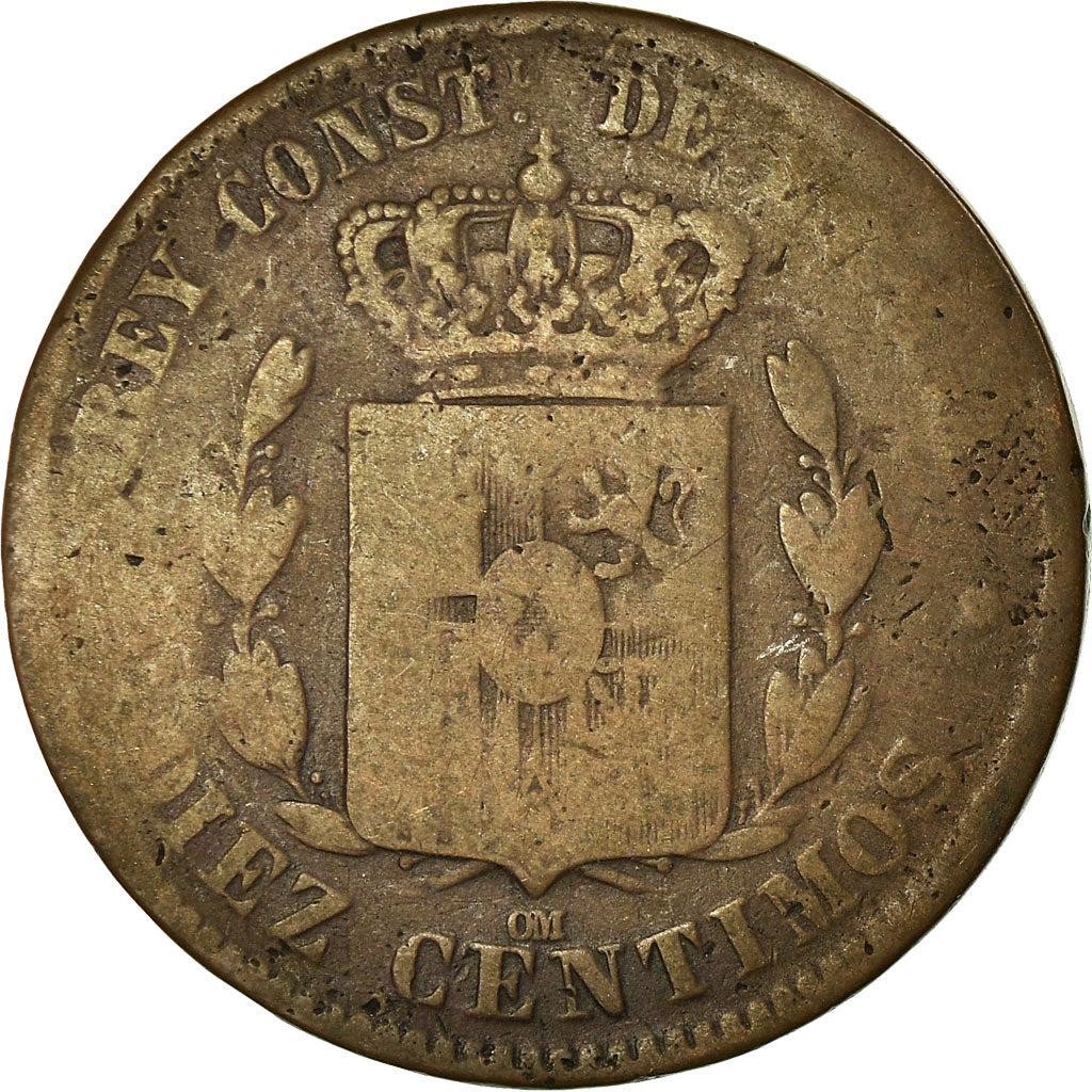 Coin, Spain, Alfonso XII, 10 Centimos, 1879, Madrid, VF(20-25), Bronze, KM:675