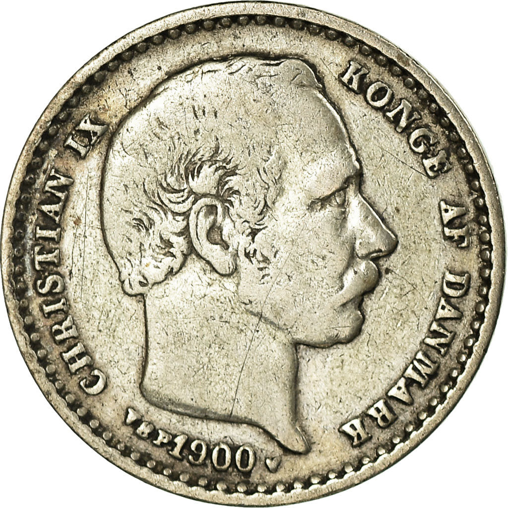 Coin, Denmark, Christian IX, 25 Öre, 1900, Copenhagen, EF(40-45), Silver
