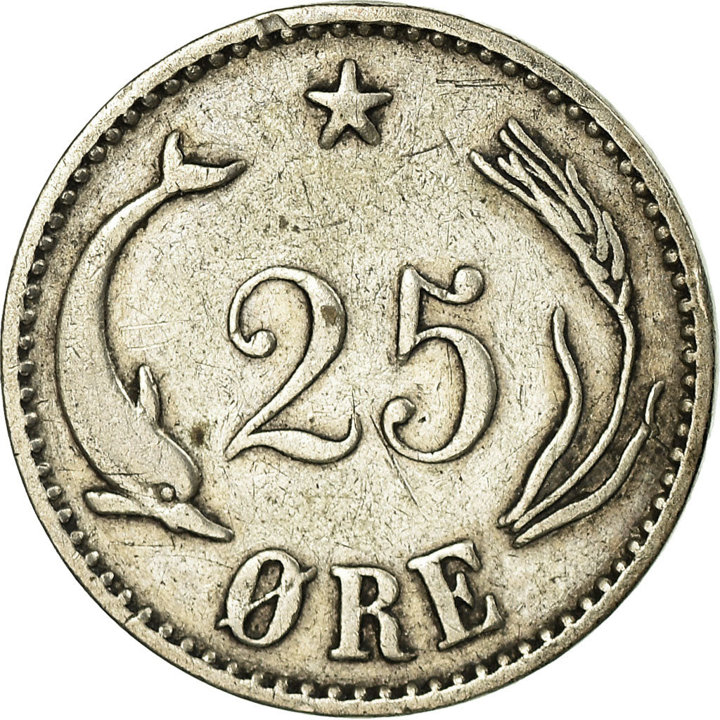 Coin, Denmark, Christian IX, 25 Öre, 1900, Copenhagen, EF(40-45), Silver