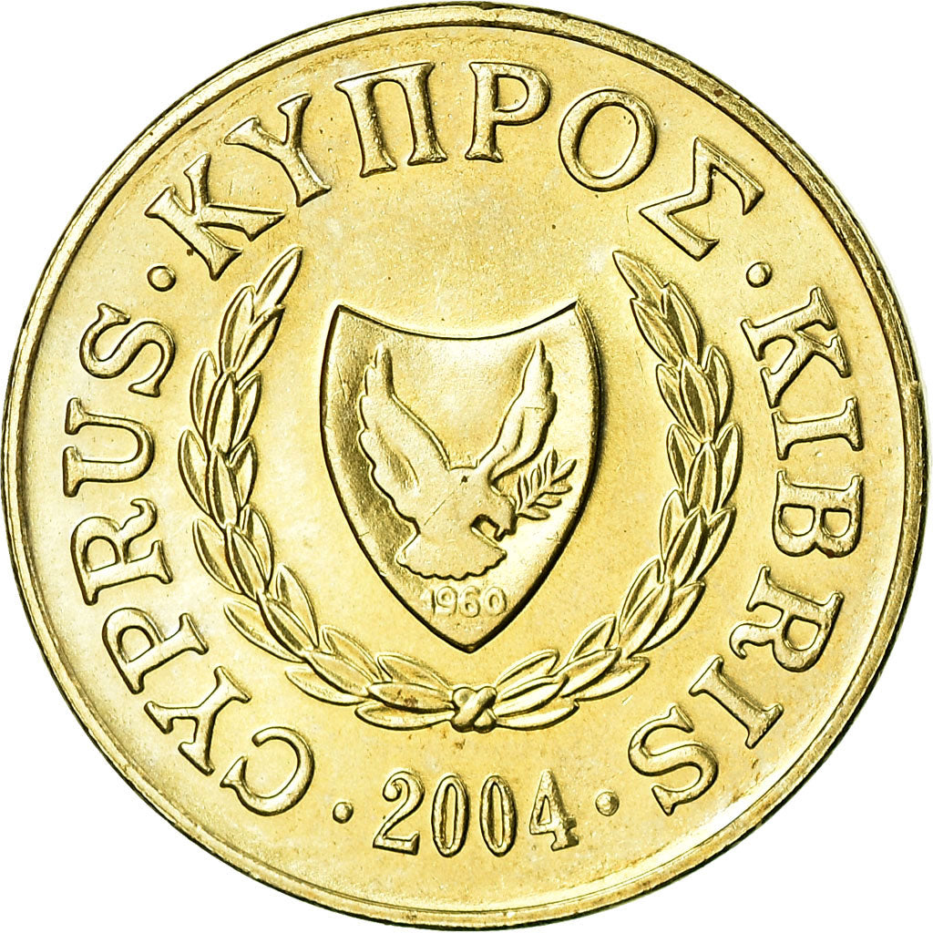 Moeda, Chipre, 2 Cents, 2004, EF(40-45), Níquel-Latão, KM:54.3