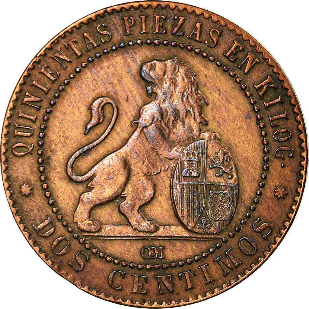 Coin, Spain, Provisional Government, 2 Centimos, 1870, Madrid, EF(40-45)