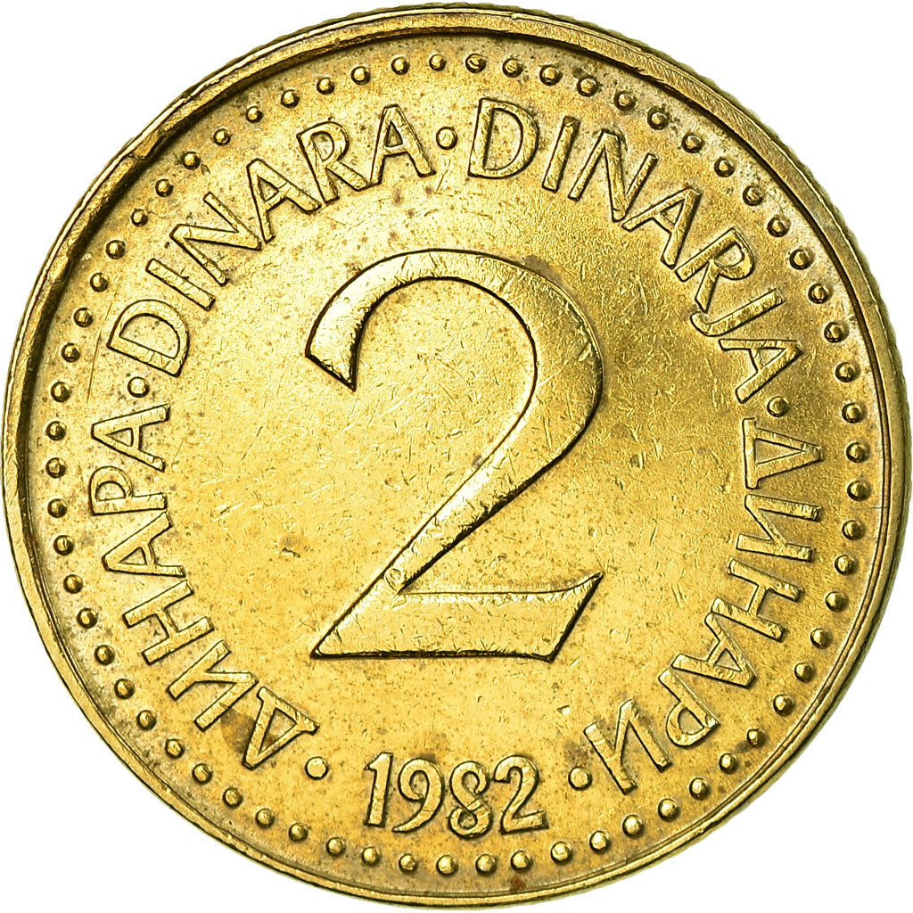Coin, Yugoslavia, 2 Dinara, 1982, EF(40-45), Nickel-brass, KM:87