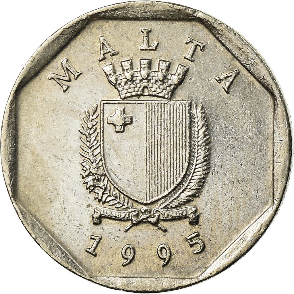 Coin, Malta, 5 Cents, 1995, British Royal Mint, EF(40-45), Copper-nickel, KM:95