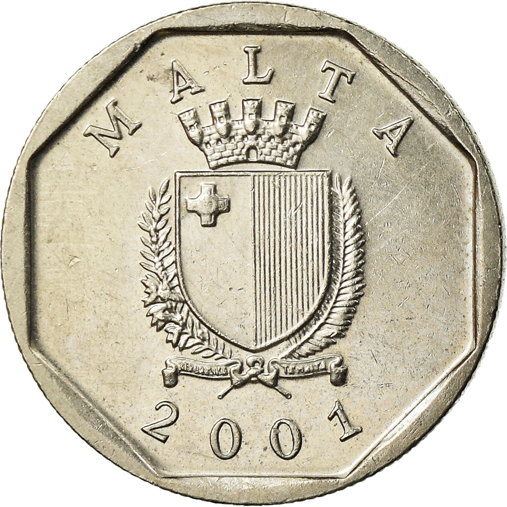 Coin, Malta, 5 Cents, 2001, British Royal Mint, EF(40-45), Copper-nickel, KM:95