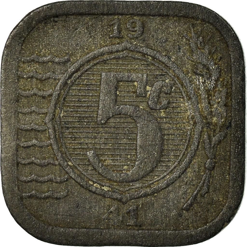 Coin, Netherlands, Wilhelmina I, 5 Cents, 1941, VF(30-35), Zinc, KM:172