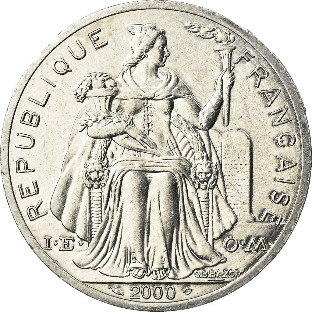 Coin, French Polynesia, 5 Francs, 2000, Paris, AU(55-58), Aluminum, KM:12