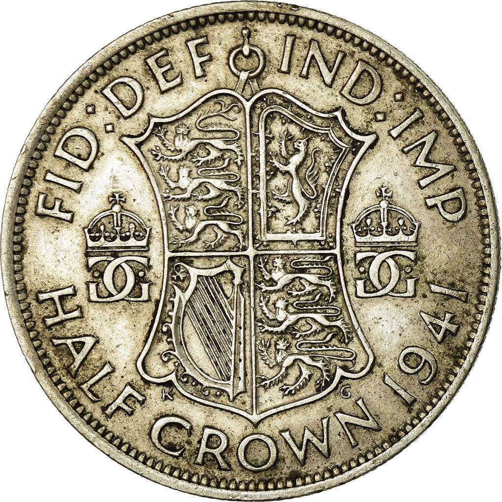 Coin, Great Britain, George VI, 1/2 Crown, 1941, VF(30-35), Silver, KM:856