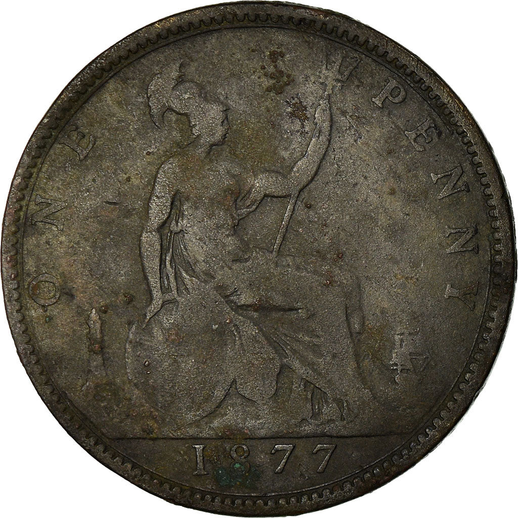 Coin, Great Britain, Victoria, Penny, 1877, VF(20-25), Bronze, KM:755