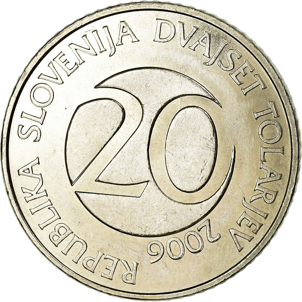 Coin, Slovenia, 20 Tolarjev, 2006, Kremnica, EF(40-45), Copper-nickel, KM:51