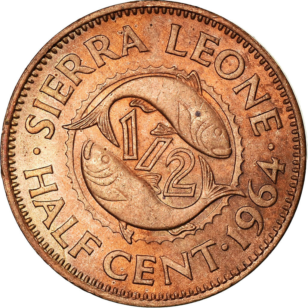 Münze, Sierra Leone, 1/2 Cent, 1964, British Royal Mint, SS, Bronze, KM:16