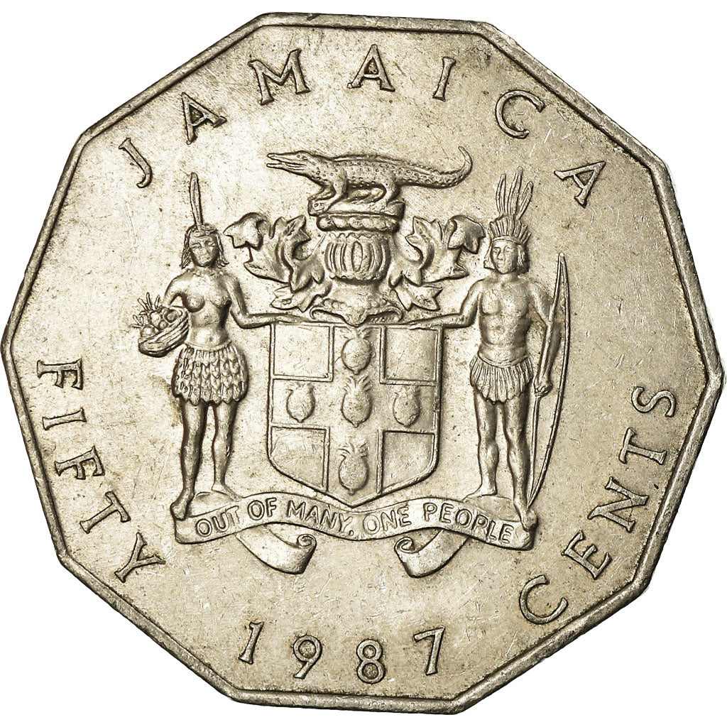 Coin, Jamaica, Elizabeth II, 50 Cents, 1987, Franklin Mint, EF(40-45)