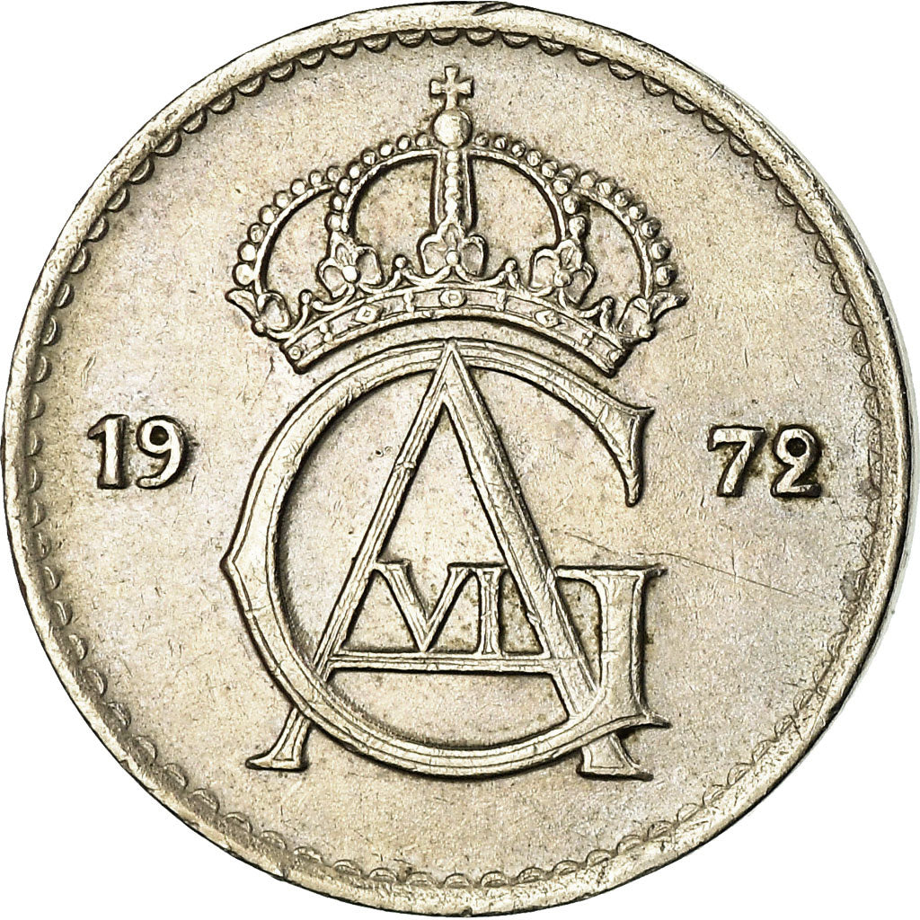 Moneta, Svezia, Gustaf VI, 25 Öre, 1972, BB, Rame-nichel, KM:836
