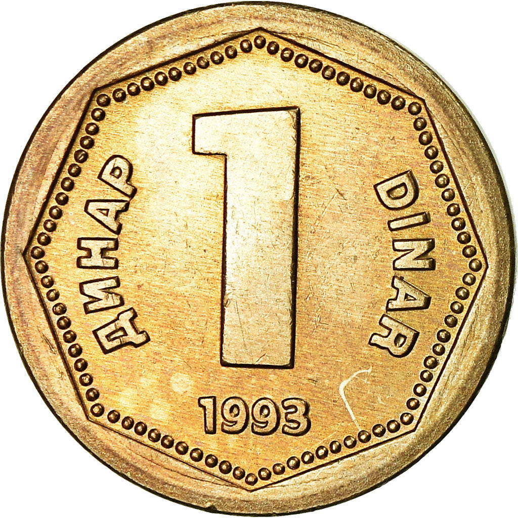 Coin, Yugoslavia, Dinar, 1993, EF(40-45), Copper-Nickel-Zinc, KM:154