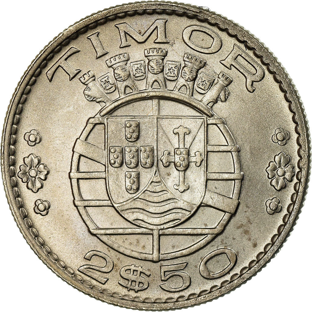 Coin, Timor, 2-1/2 Escudos, 1970, Lisbon, EF(40-45), Copper-nickel, KM:20