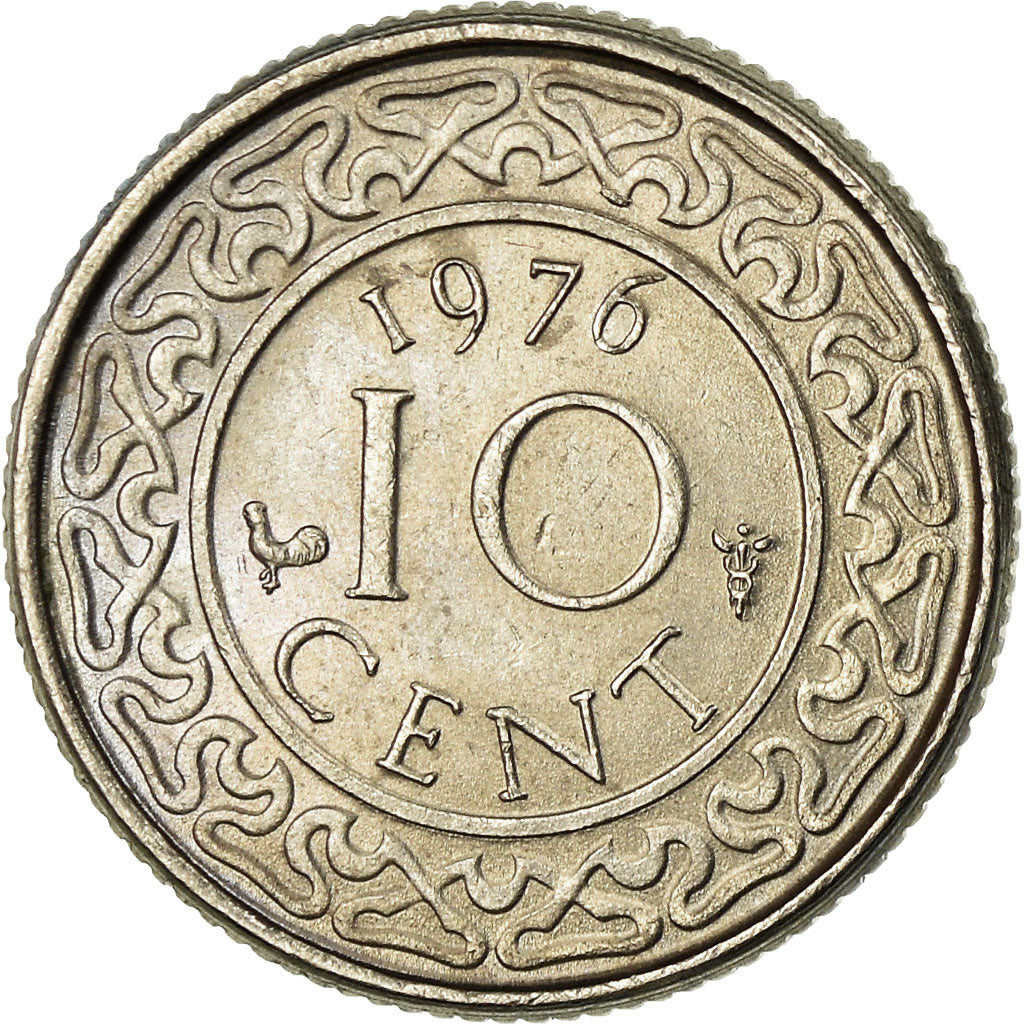 Coin, Surinam, 10 Cents, 1976, EF(40-45), Copper-nickel, KM:13