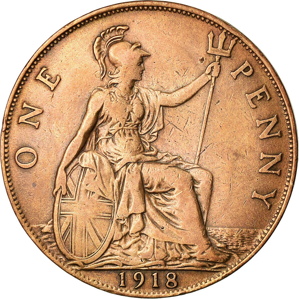 Coin, Great Britain, George V, Penny, 1918, EF(40-45), Bronze, KM:810