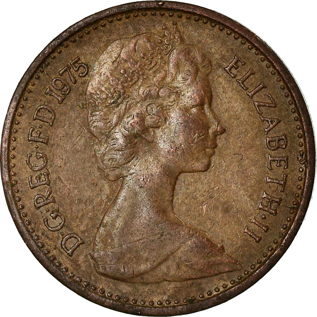 Coin, Great Britain, Elizabeth II, 1/2 New Penny, 1975, VF(30-35), Bronze