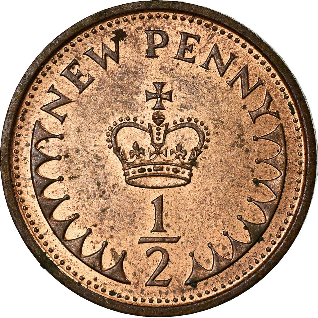 Moneda, Gran Bretaña, Elizabeth II, 1/2 New Penny, 1979, BC+, Bronce, KM:914