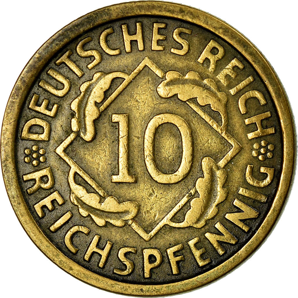 Coin, GERMANY, WEIMAR REPUBLIC, 10 Reichspfennig, 1924, Hambourg, VF(30-35)