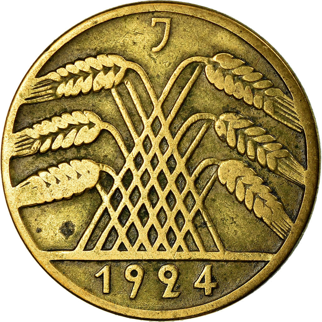 Coin, GERMANY, WEIMAR REPUBLIC, 10 Rentenpfennig, 1924, Hambourg, VF(30-35)