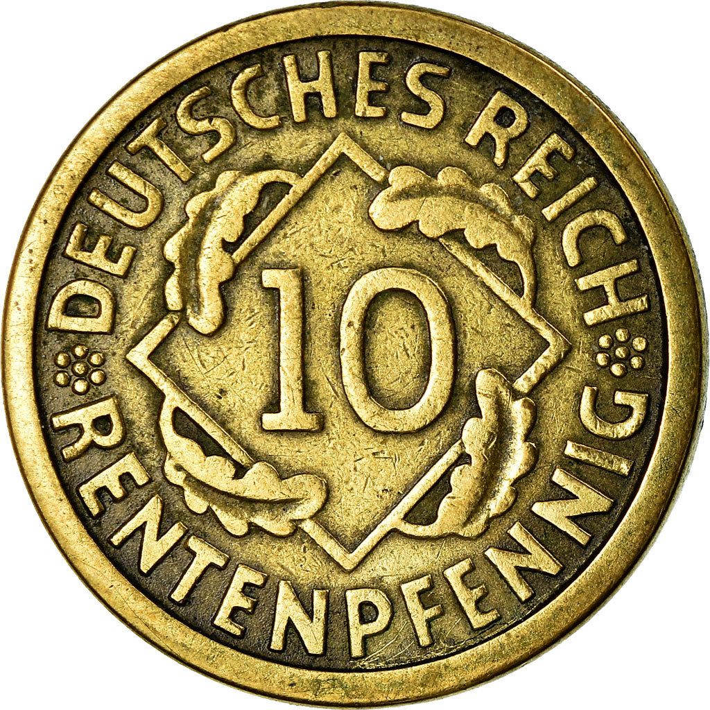 Coin, GERMANY, WEIMAR REPUBLIC, 10 Rentenpfennig, 1924, Hambourg, VF(30-35)
