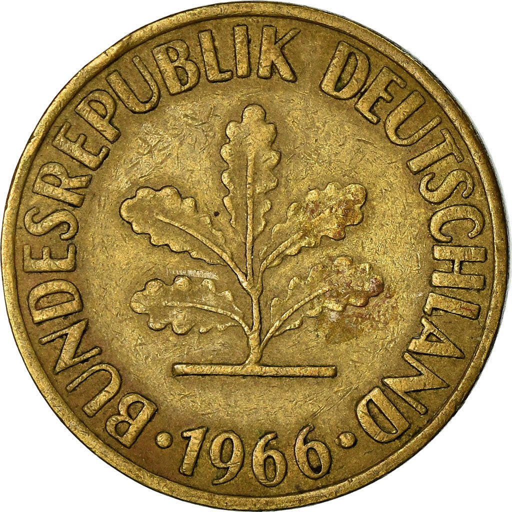 Moeda, ALEMANHA - REPÚBLICA FEDERAL, 10 Pfennig, 1966, Hambourg, VF(30-35)