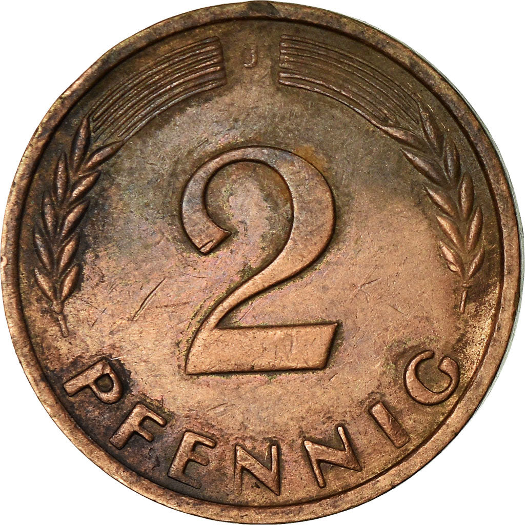 Coin, GERMANY - FEDERAL REPUBLIC, 2 Pfennig, 1966, Hambourg, VF(30-35), Bronze