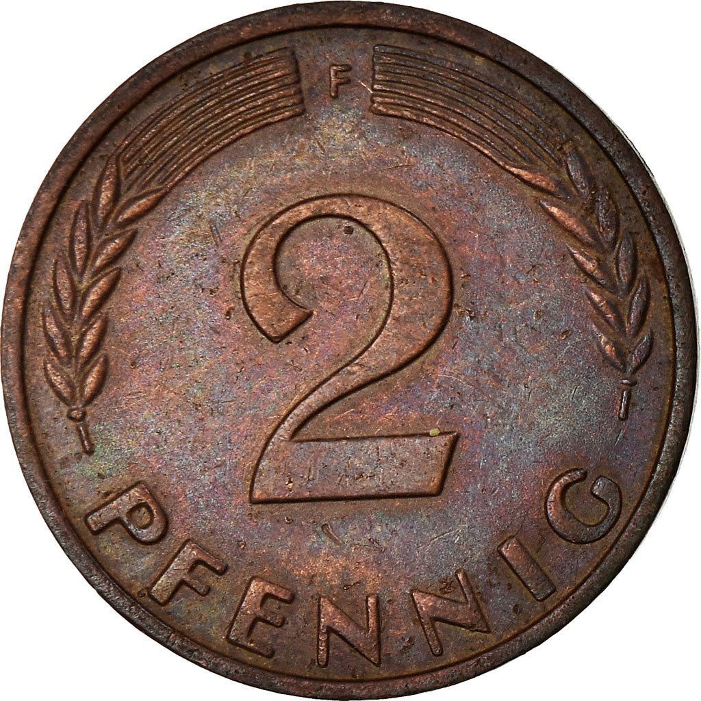 Coin, GERMANY - FEDERAL REPUBLIC, 2 Pfennig, 1969, Stuttgart, VF(30-35), Copper