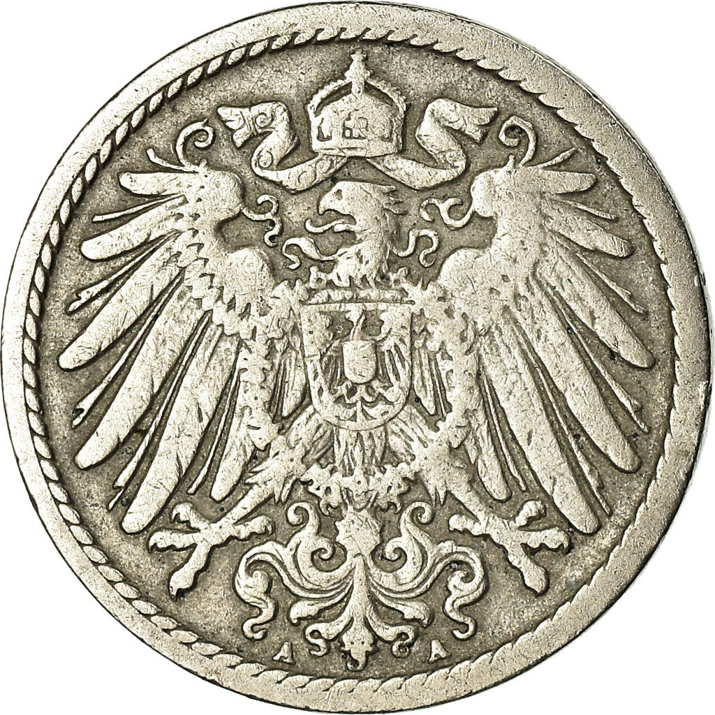 Moneta, NIEMCY - IMPERIUM, Wilhelm II, 5 Pfennig, 1893, Berlin, EF(40-45)
