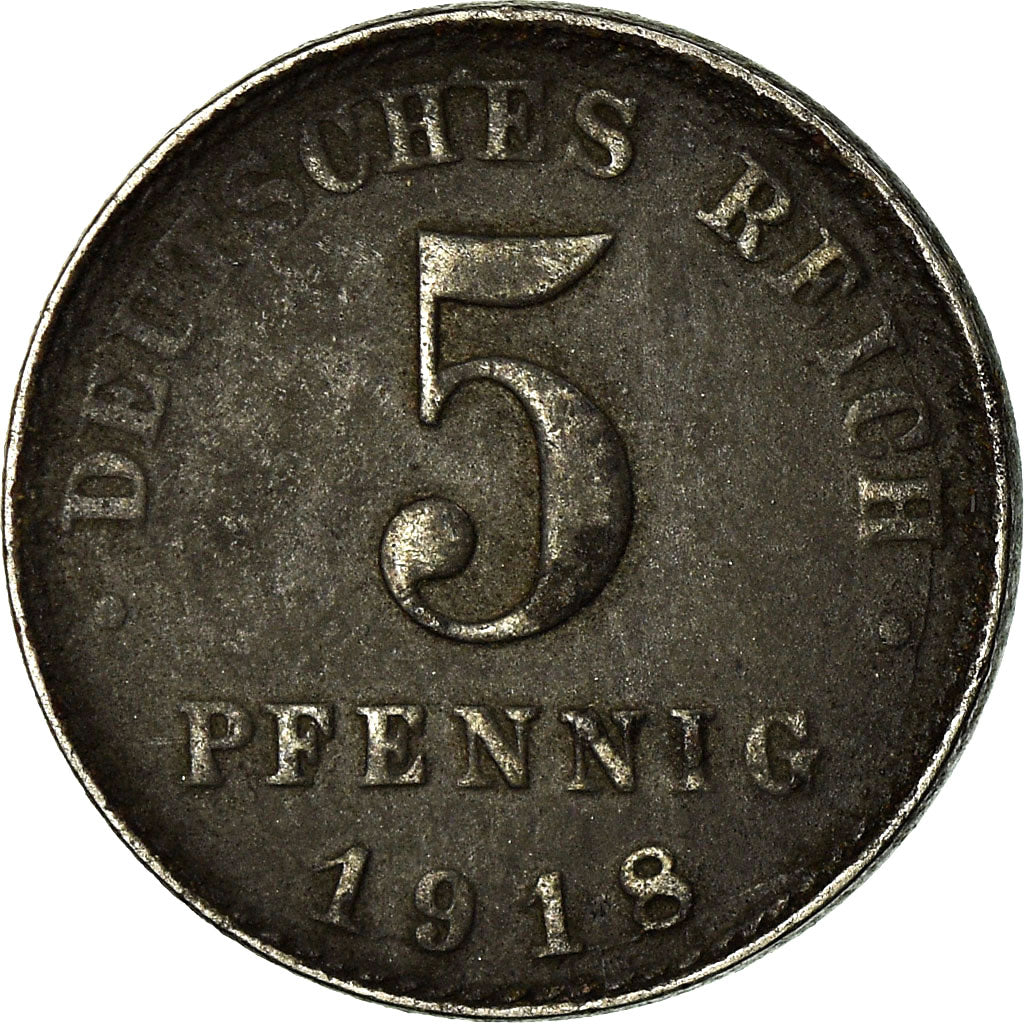 Coin, GERMANY - EMPIRE, 5 Pfennig, 1918, Berlin, VF(30-35), Iron, KM:19
