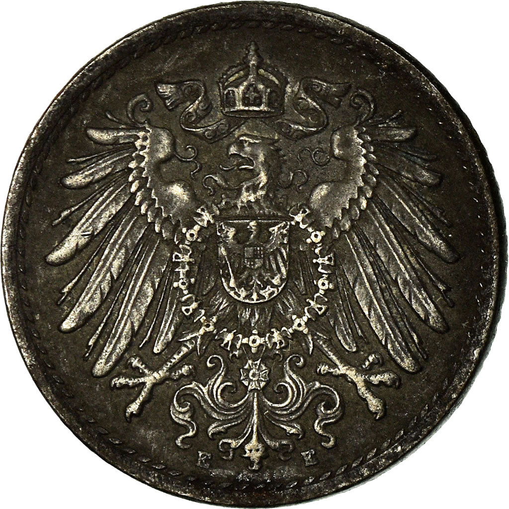 Moneta, NIEMCY - IMPERIUM, 5 Pfennig, 1918, Muldenhütten, VF(30-35), Żelazo